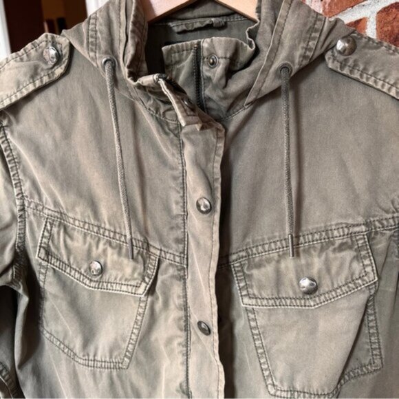 ARITZIA *  Talula TROOPER JACKET COAT w/ Hood  Green 100% cotton. - Picture 3 of 16